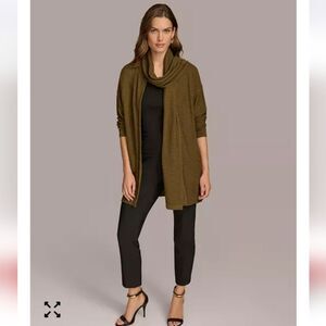 Donna Karan Women's Micro-Sequin Scarf Neck Cardigan